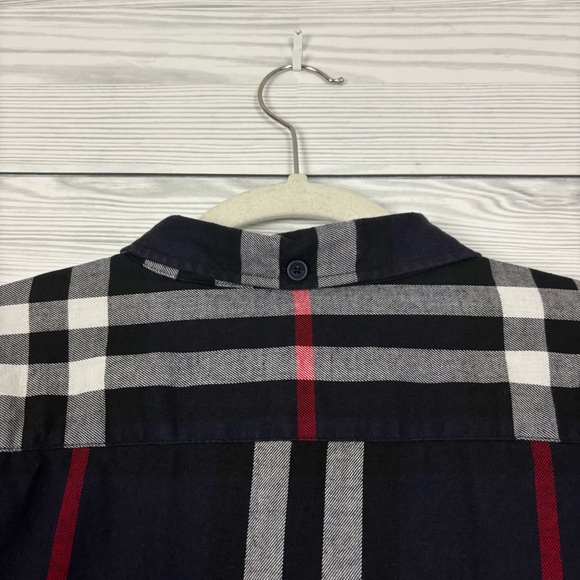 Burberry Navy Blue Nova Check Long Sleeve Button Down Shirt Size Large - Picture 7 of 7